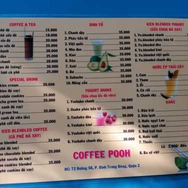 Thực đơn- Pooh Coffee