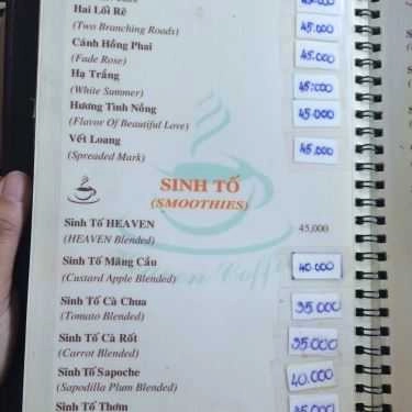 Thực đơn- Thiên Đường Cafe