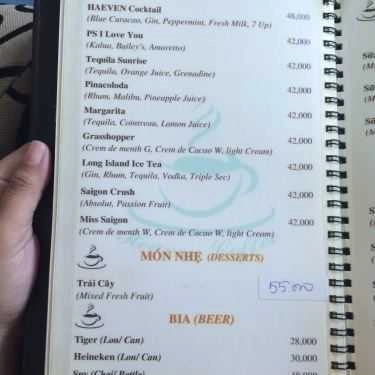 Thực đơn- Thiên Đường Cafe