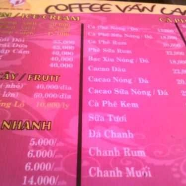 Thực đơn- Văn Lang Coffee