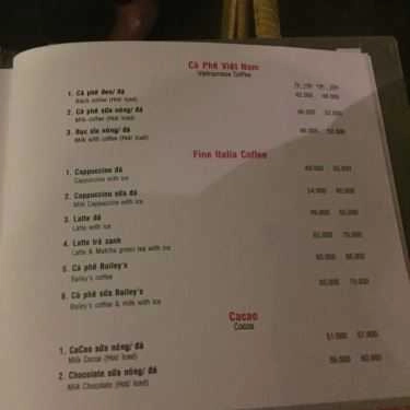 Thực đơn- Cõi Riêng Cafe