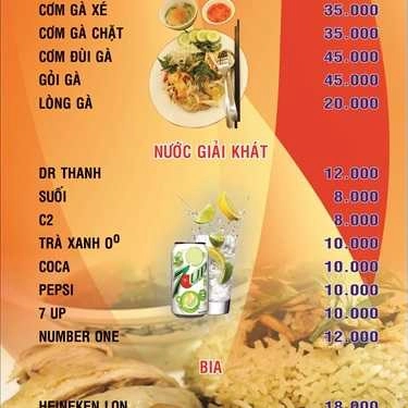Thực đơn- Quán Cơm Cơm Gà Tuy Hòa - Trường Sơn