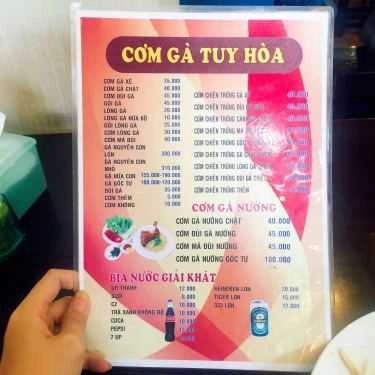 Thực đơn- Quán Cơm Cơm Gà Tuy Hòa - Trường Sơn