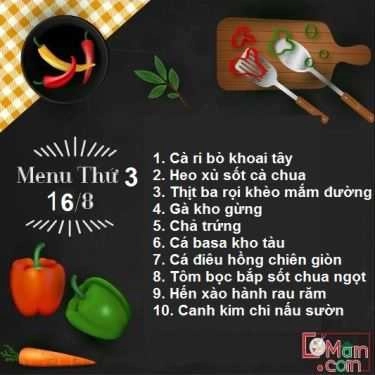 Thực đơn- Quán Cơm Cơm Mâm - Giao Cơm Văn Phòng