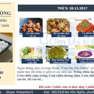 Thực đơn- Quán Cơm Cơm Mẹ Nấu - Cơm Văn Phòng Giao Hàng