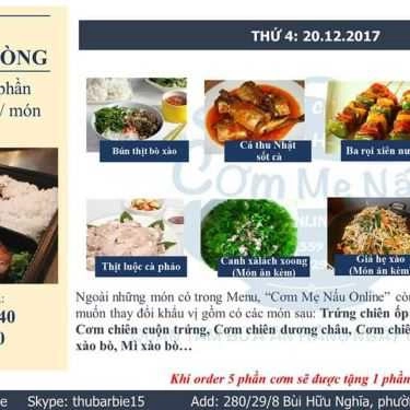 Thực đơn- Quán Cơm Cơm Mẹ Nấu - Cơm Văn Phòng Giao Hàng