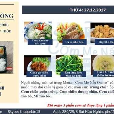 Thực đơn- Quán Cơm Cơm Mẹ Nấu - Cơm Văn Phòng Giao Hàng