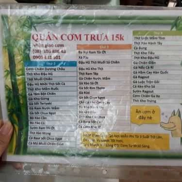 Thực đơn- Quán Cơm Cơm Trưa 15K - Giao Cơm Văn Phòng