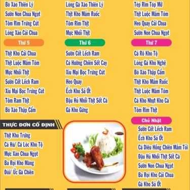 Thực đơn- Quán Cơm Tý Pro - Cơm Trưa Văn Phòng