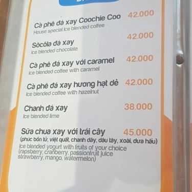 Thực đơn- Coochie Coo Cafe