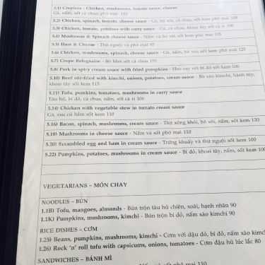 Thực đơn- Creperie & Cafe
