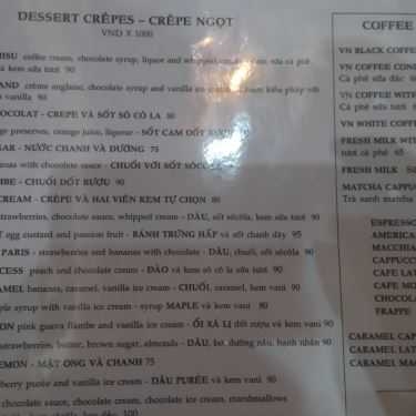 Thực đơn- Creperie & Cafe