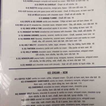 Thực đơn- Creperie & Cafe