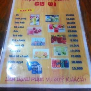 Thực đơn- Ăn vặt Cu Tí - Sinh Tố & Xiên Que Nướng