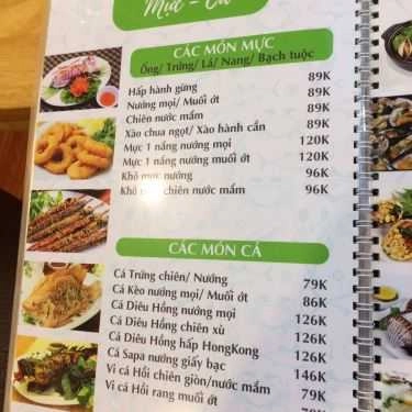 Thực đơn- Quán Nhậu Cua Càng Xanh Quán - Hải Sản Tươi Sống