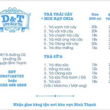 Thực đơn- Cafe D&T - Love Milk Tea