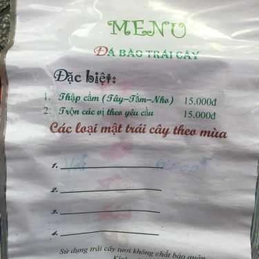 Thực đơn- Ăn vặt MNS ICE SNOW - Đá Bào Mật Trái Cây Rừng - Quang Trung