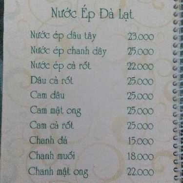 Thực đơn- Cafe Đà Lạt Green - Hoàng Diệu 2
