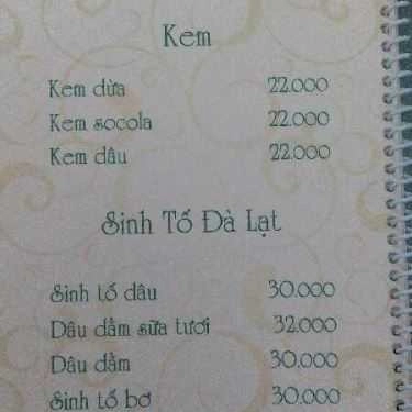 Thực đơn- Cafe Đà Lạt Green - Hoàng Diệu 2
