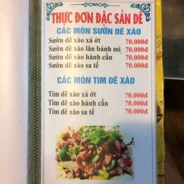 Thực đơn- Quán Nhậu Lẩu Dê Bình Minh
