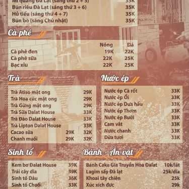 Thực đơn- Dalat House Coffee