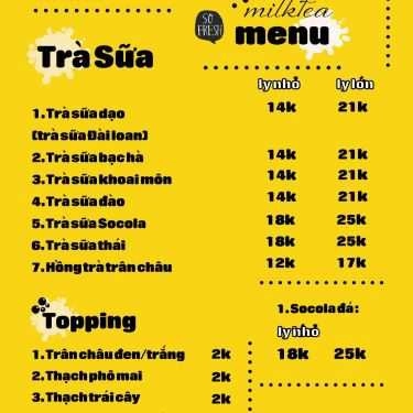 Thực đơn- Cafe Dạo Milktea