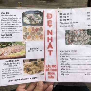 Thực đơn- Quán Nhậu Đệ Nhất - Lẩu Bò & Bê Thui