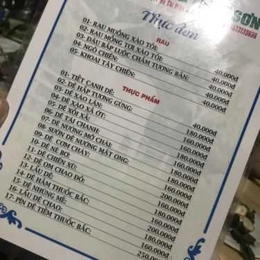Thực đơn- Quán Nhậu Dê Núi Ninh Sơn