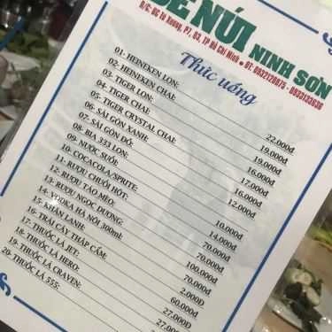 Thực đơn- Quán Nhậu Dê Núi Ninh Sơn