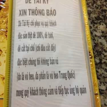 Thực đơn- Quán Nhậu Dê Tài Ký - Phan Huy Ích