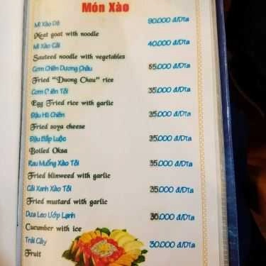Thực đơn- Quán Nhậu Dê Tài Ký - Phan Huy Ích