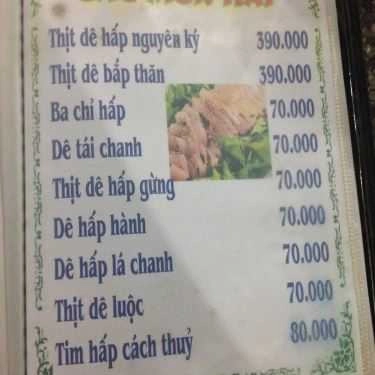 Thực đơn- Quán Nhậu Dê Tươi Mái Lá