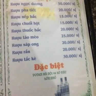 Thực đơn- Quán Nhậu Dê Tươi Mái Lá