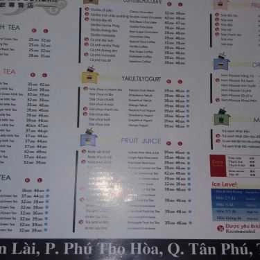 Thực đơn- Cafe Ding Tea - Vườn Lài