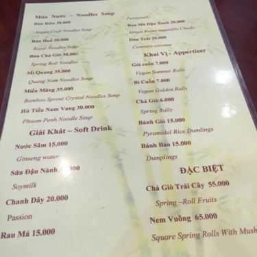 Thực đơn- Quán Ăn Đóa Sen Vàng - Quán Cơm Chay