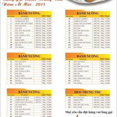 Thực đơn- Tiệm Bánh Đồng Tiến Bakery - Bàu Cát