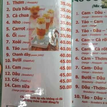 Thực đơn- Cafe Đồng Xanh - Nước Trái Cây & Sinh Tố