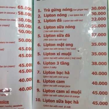 Thực đơn- Cafe Đồng Xanh - Nước Trái Cây & Sinh Tố