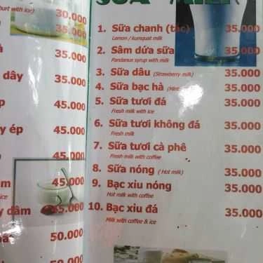 Thực đơn- Cafe Đồng Xanh - Nước Trái Cây & Sinh Tố
