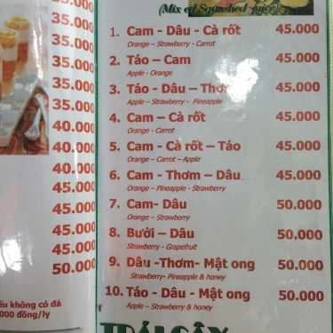 Thực đơn- Cafe Đồng Xanh - Nước Trái Cây & Sinh Tố