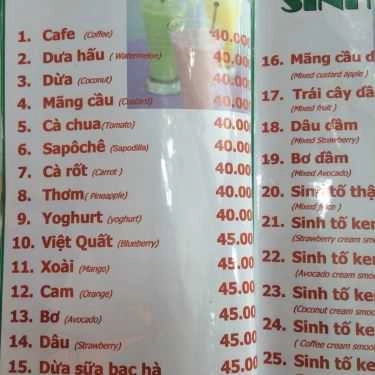 Thực đơn- Cafe Đồng Xanh - Nước Trái Cây & Sinh Tố