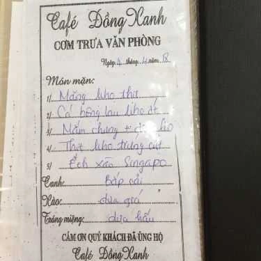 Thực đơn- Cafe Đồng Xanh - Nước Trái Cây & Sinh Tố