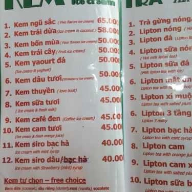 Thực đơn- Cafe Đồng Xanh - Nước Trái Cây & Sinh Tố