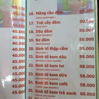 Thực đơn- Cafe Đồng Xanh - Nước Trái Cây & Sinh Tố
