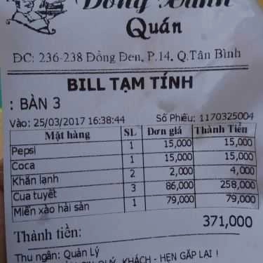 Tổng hợp- Quán Nhậu Đồng Xanh Quán - Cua Tuyết 86k