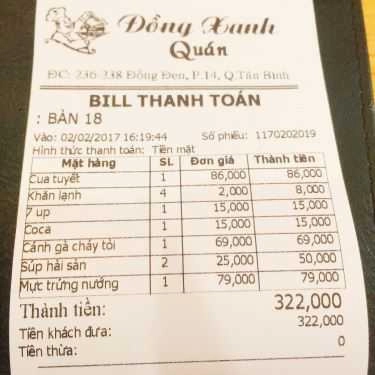 Tổng hợp- Quán Nhậu Đồng Xanh Quán - Cua Tuyết 86k