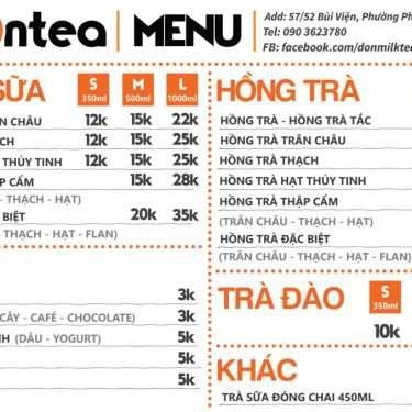 Thực đơn- Ăn vặt Dontea - Trà Sữa Take Away