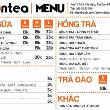 Thực đơn- Ăn vặt Dontea - Trà Sữa Take Away