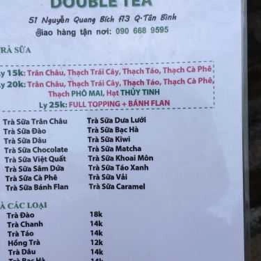 Thực đơn- Ăn vặt Double Tea