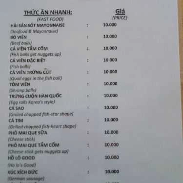 Thực đơn- Cafe Du Kin - Thế Giới Kem